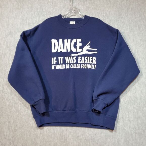 JERZEES Sweatshirt Womens Large Blue Dancing Ballet Crew Neck Pullover Vintage - Picture 1 of 8